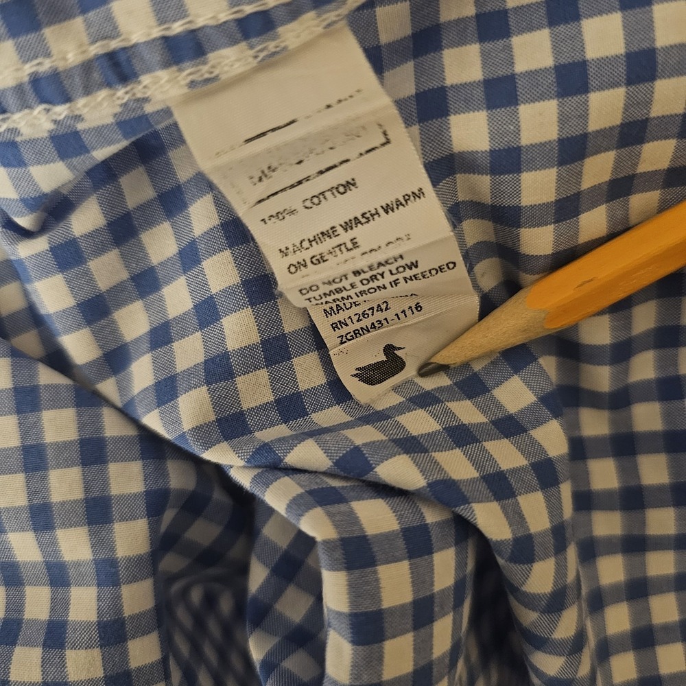 Southern Marsh Long Sleeve Button Down Gingham Check Blue/White Men's Large - Picture 8 of 9